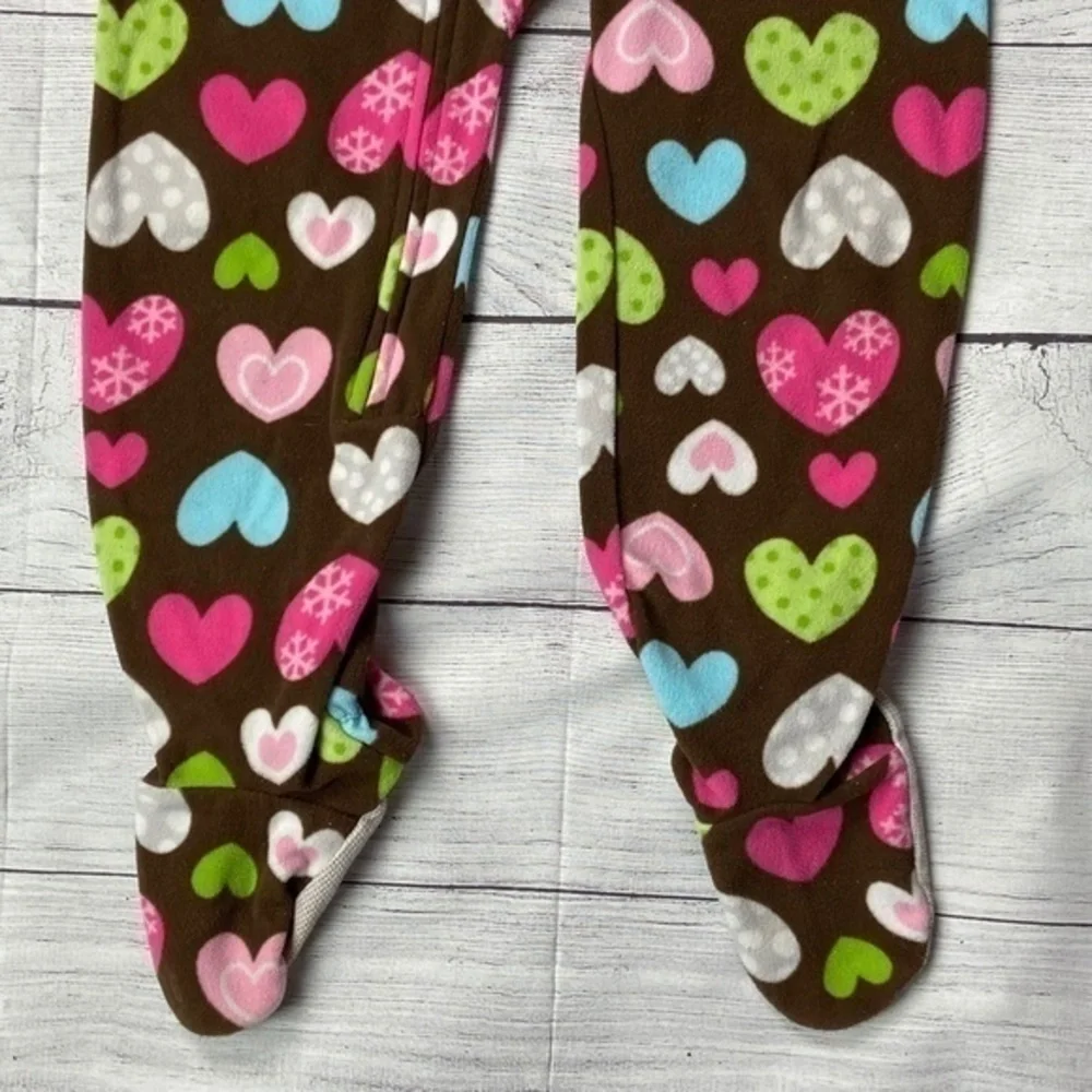 Child of Mine Pajamas Toddler Girls Size 5T Heart Print Fleece Footie PJs